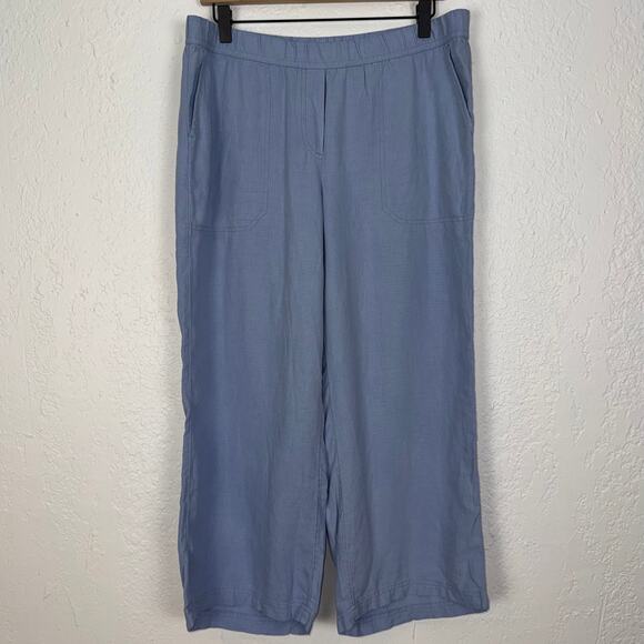 J. Jill Pure Linen Blend Wide Leg Crops Pants Size Coastal Airy Medium Petite - Picture 1 of 4